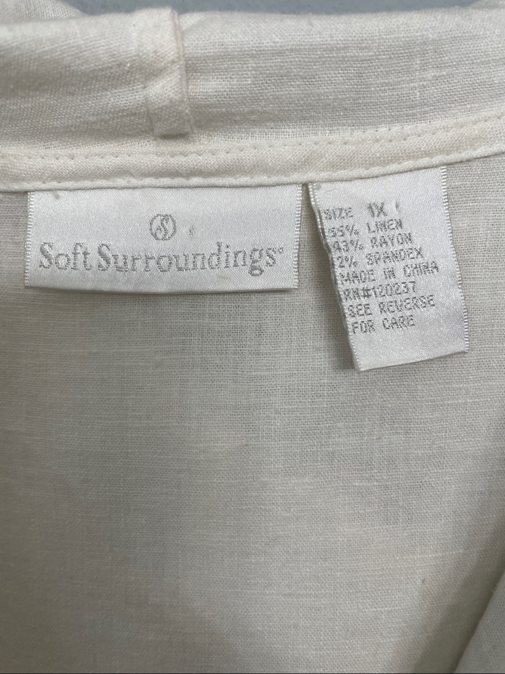 Soft Surroundings Linen Blend Maxi Peasant Caftan/ Dress Blue Embroidery Accents - Picture 2 of 13